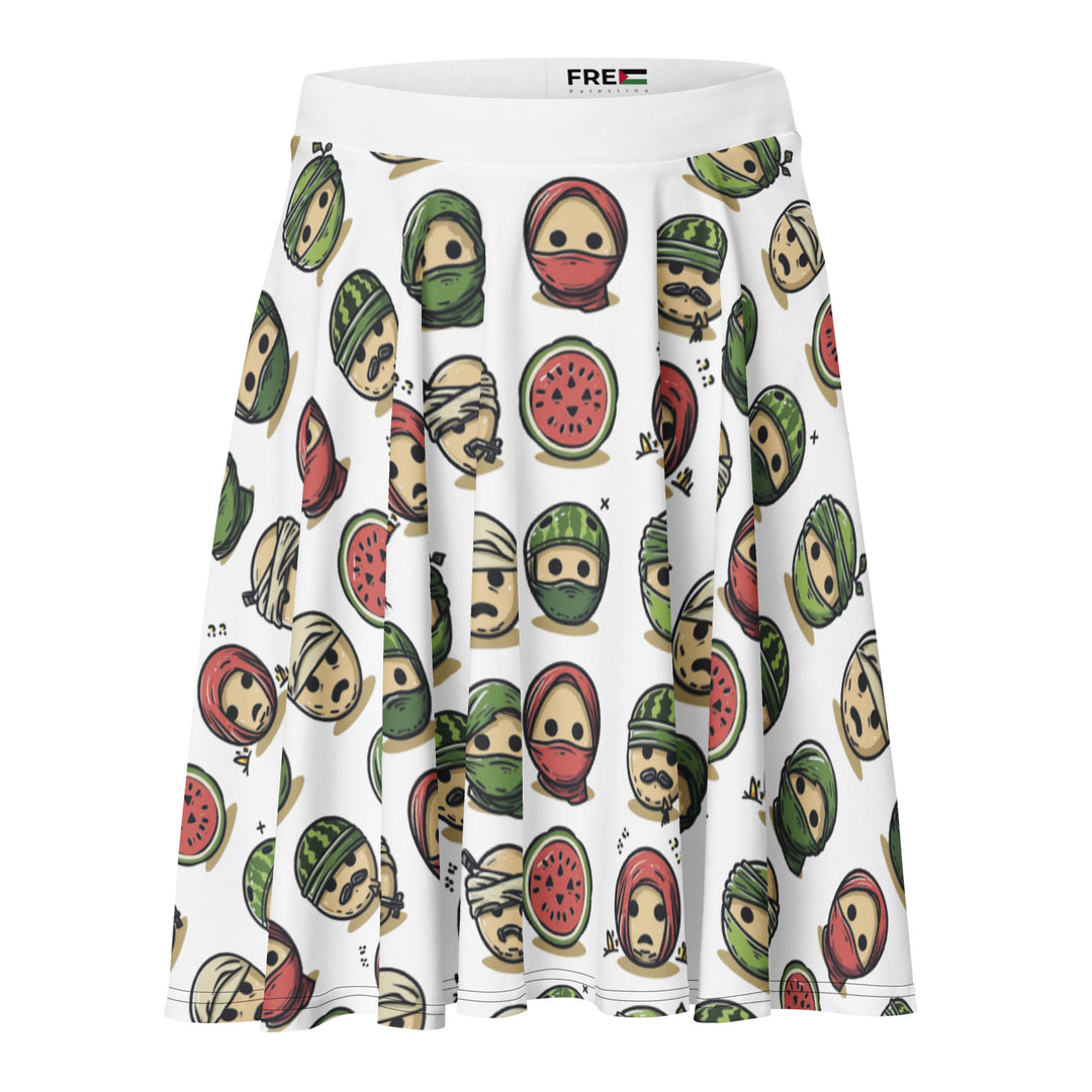 Skater Skirt - Palestine Emoji, Skater Skirt White