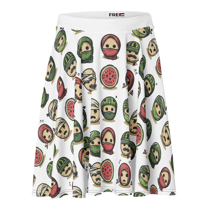 Skater Skirt - Palestine Emoji, Skater Skirt White