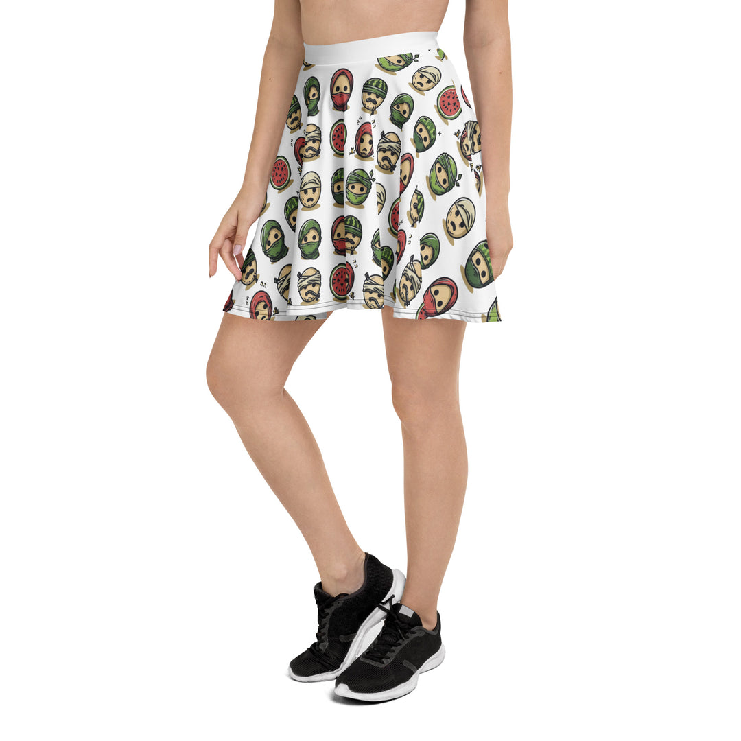 Skater Skirt - Palestine Emoji, Skater Skirt White