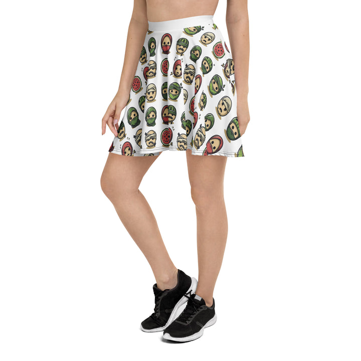 Skater Skirt - Palestine Emoji, Skater Skirt White