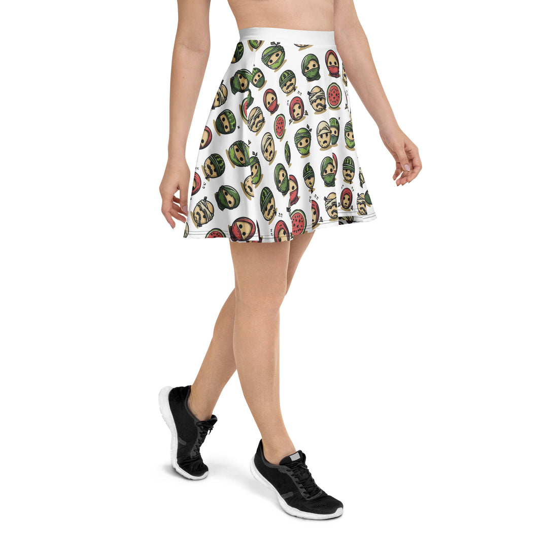 Skater Skirt - Palestine Emoji, Skater Skirt White