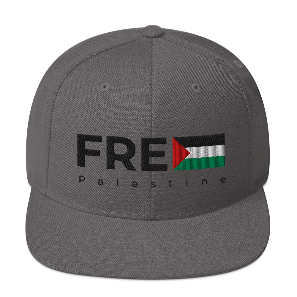 Snapback Hat - Free Palestine, Snapback Dark Grey