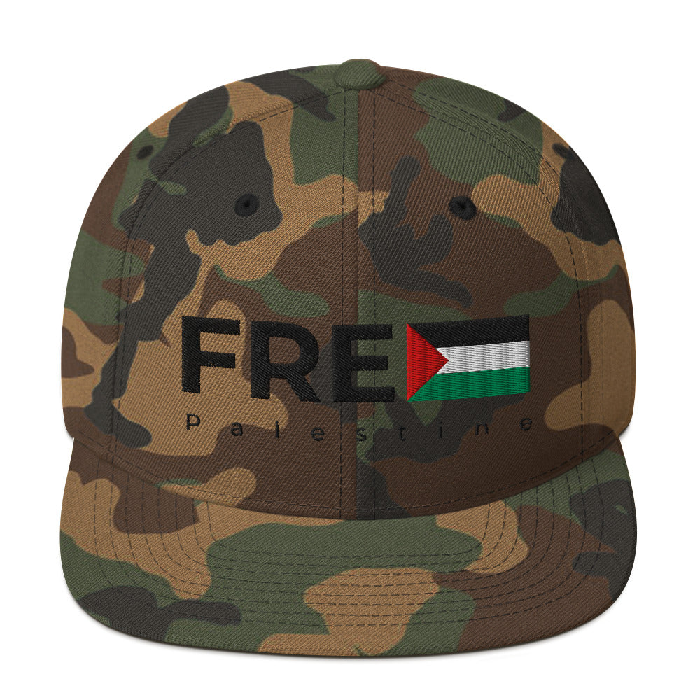 Snapback Hat - Free Palestine, Snapback Green Camo