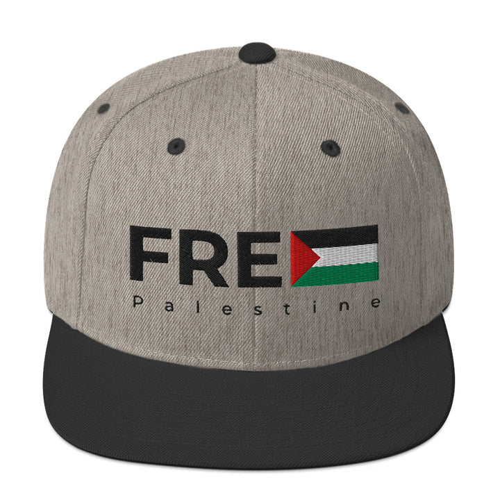 Snapback Hat - Free Palestine, Snapback Heather Black