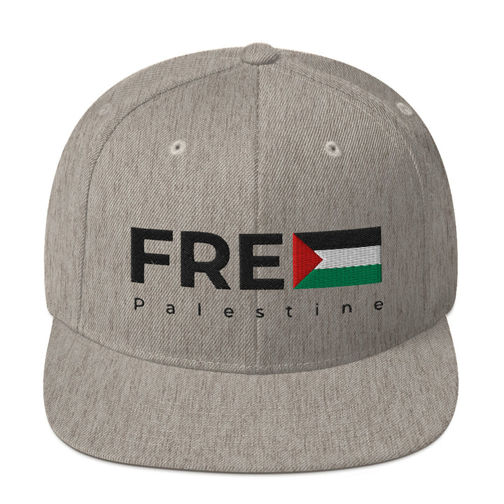 Snapback Hat - Free Palestine, Snapback Heather Grey