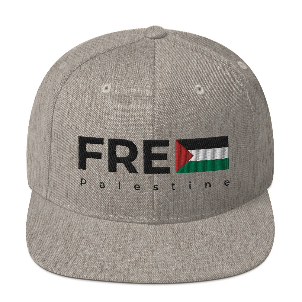Snapback Hat - Free Palestine, Snapback Heather Grey