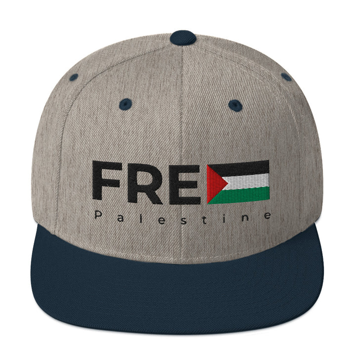 Snapback Hat - Free Palestine, Snapback Heather Grey Navy