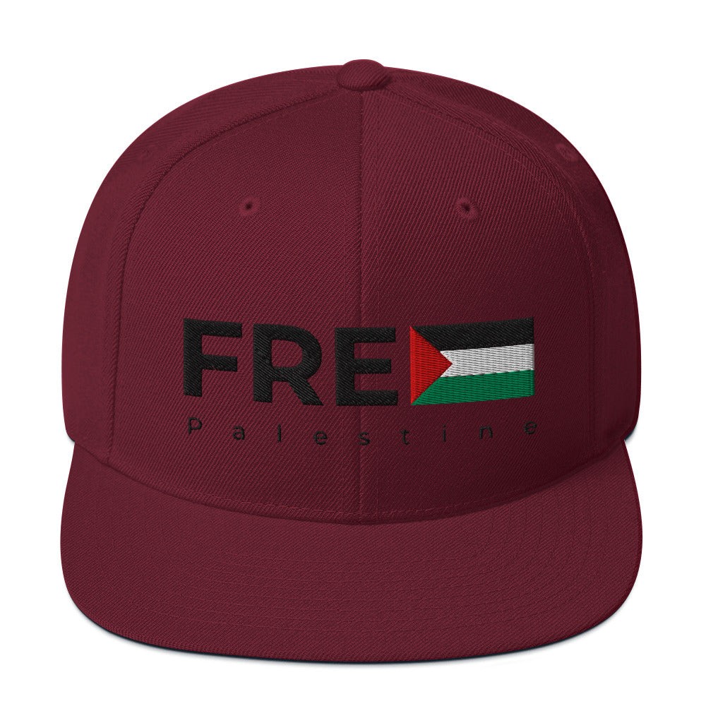 Snapback Hat - Free Palestine, Snapback Maroon