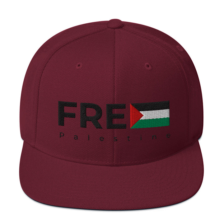 Snapback Hat - Free Palestine, Snapback Maroon