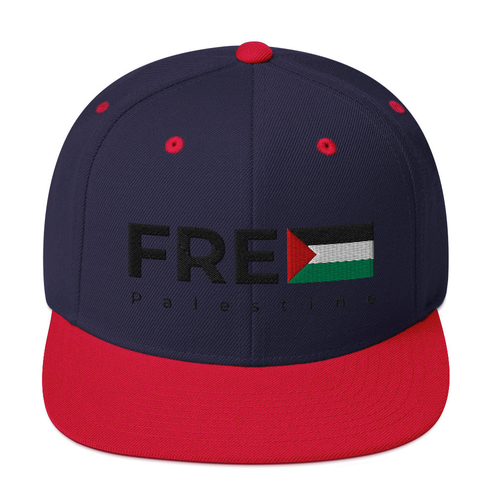 Snapback Hat - Free Palestine, Snapback Navy Red