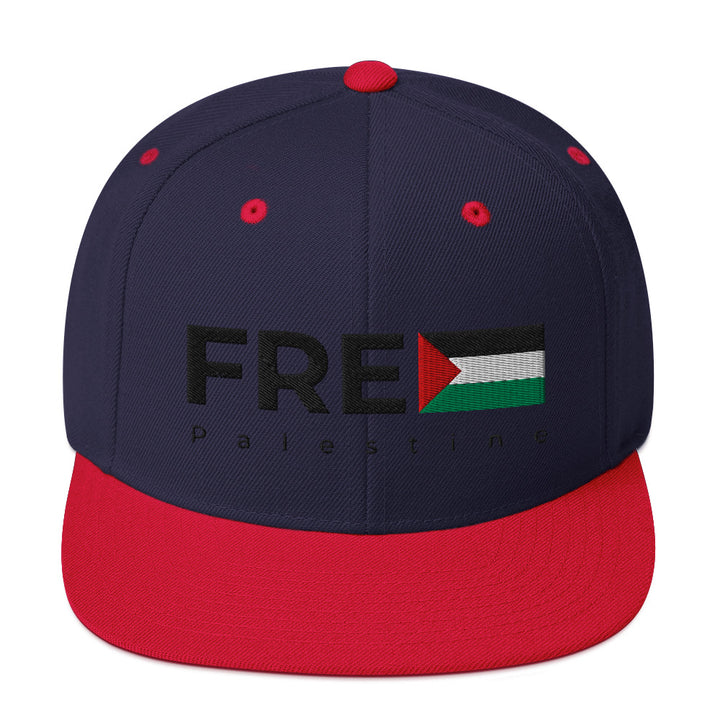 Snapback Hat - Free Palestine, Snapback Navy Red