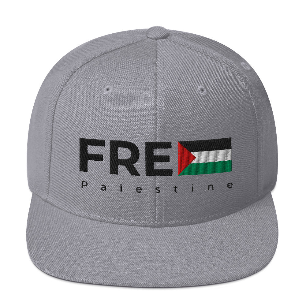 Snapback Hat - Free Palestine, Snapback Silver