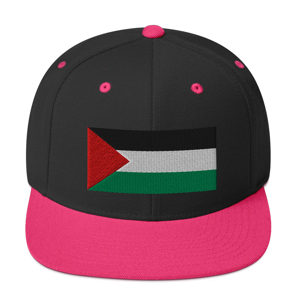 Snapback Hat - Palestine Flag, Snapback Black Neon Pink