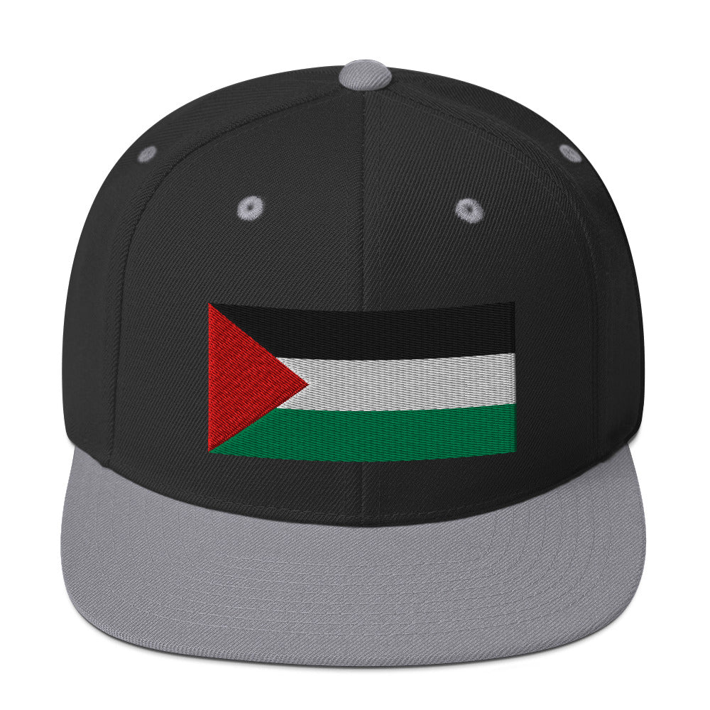Snapback Hat - Palestine Flag, Snapback Black Silver