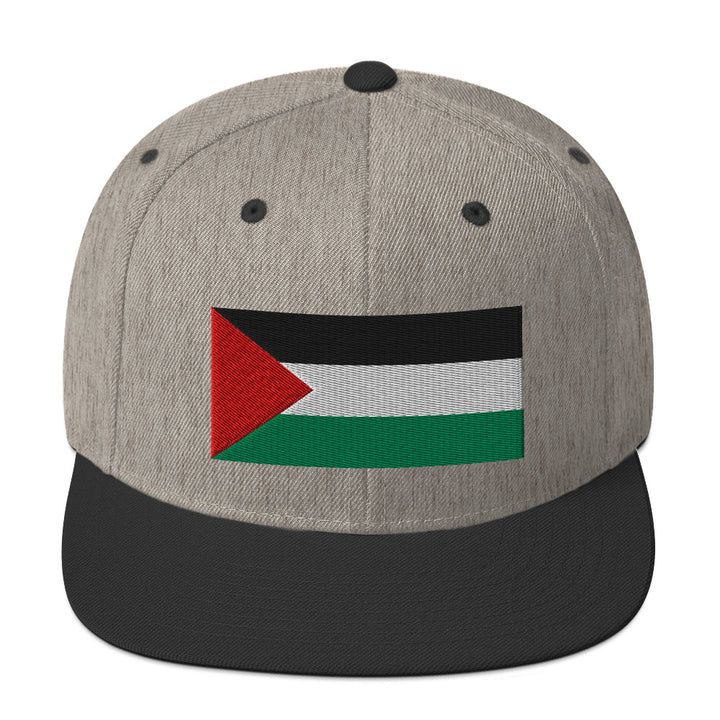 Snapback Hat - Palestine Flag, Snapback Heather Black