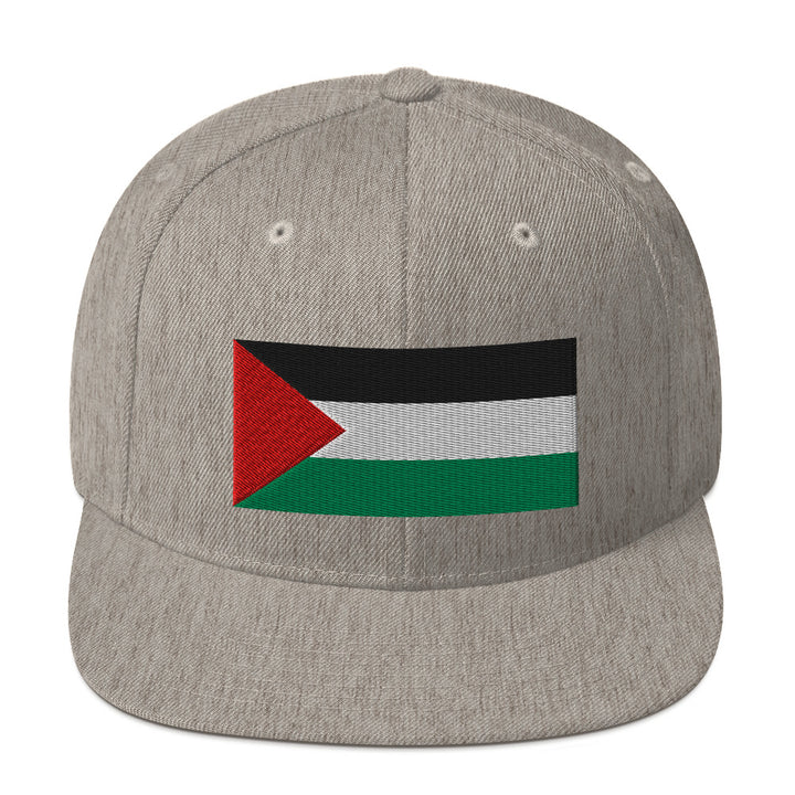 Snapback Hat - Palestine Flag, Snapback Heather Grey