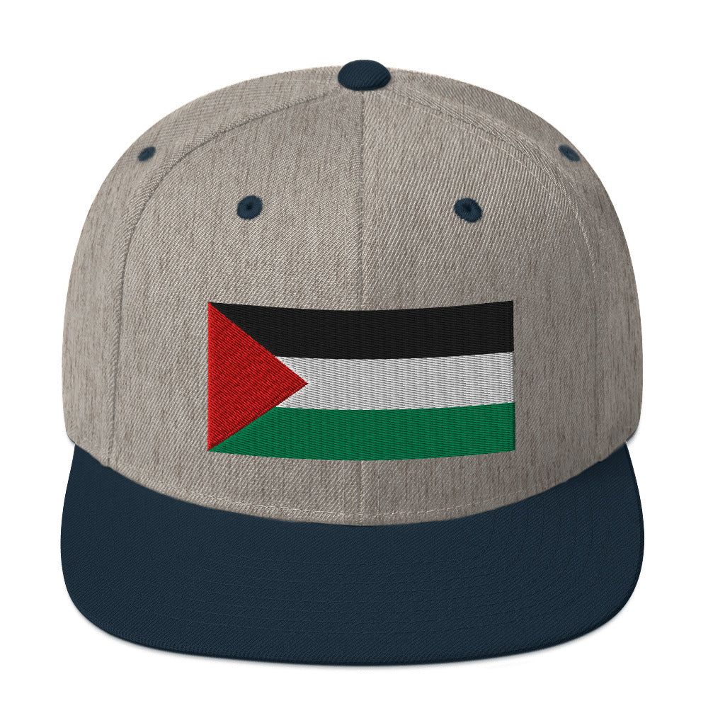 Snapback Hat - Palestine Flag, Snapback Heather Grey Navy