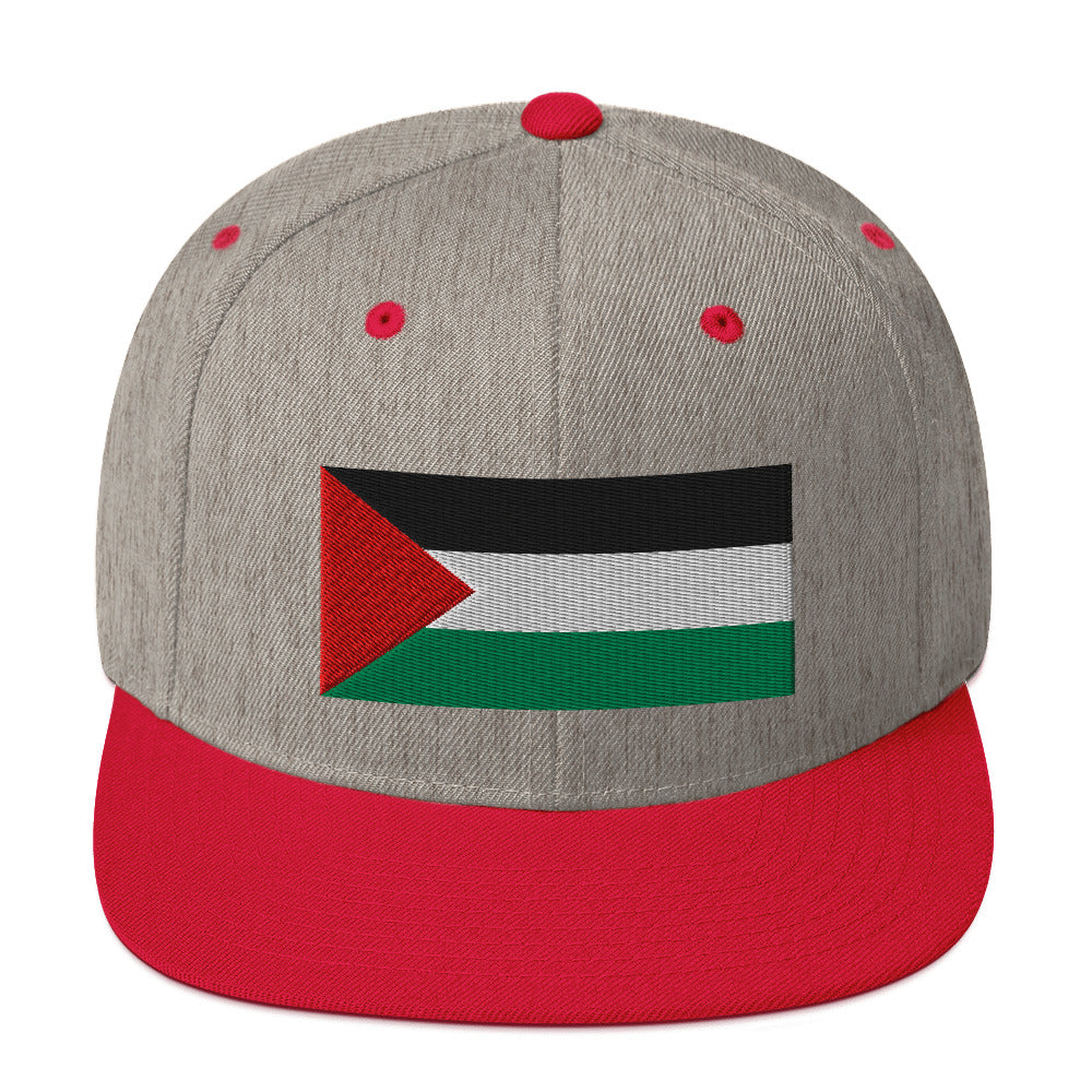 Snapback Hat - Palestine Flag, Snapback Heather Grey Red