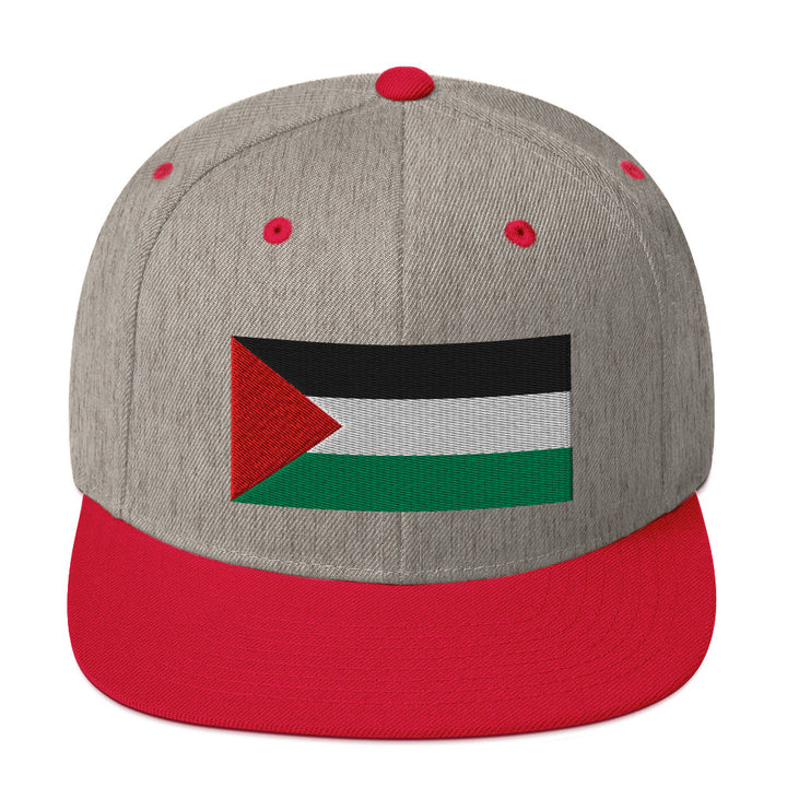 Snapback Hat - Palestine Flag, Snapback Heather Grey Red