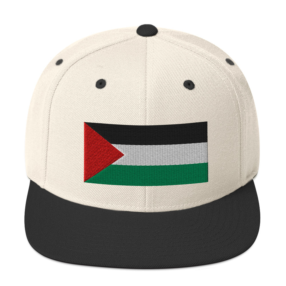 Snapback Hat - Palestine Flag, Snapback Natural Black