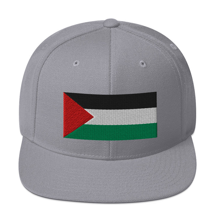 Snapback Hat - Palestine Flag, Snapback Silver