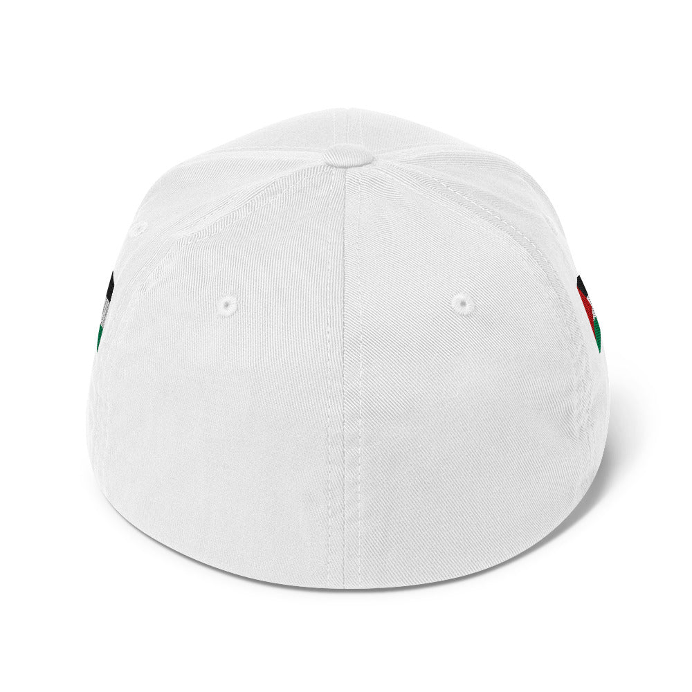 Structured Twill Cap - Palestine Flag, Closed Back Structured Cap White
