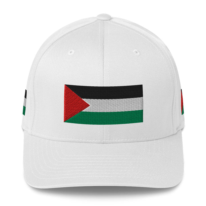 Structured Twill Cap - Palestine Flag, Closed Back Structured Cap White