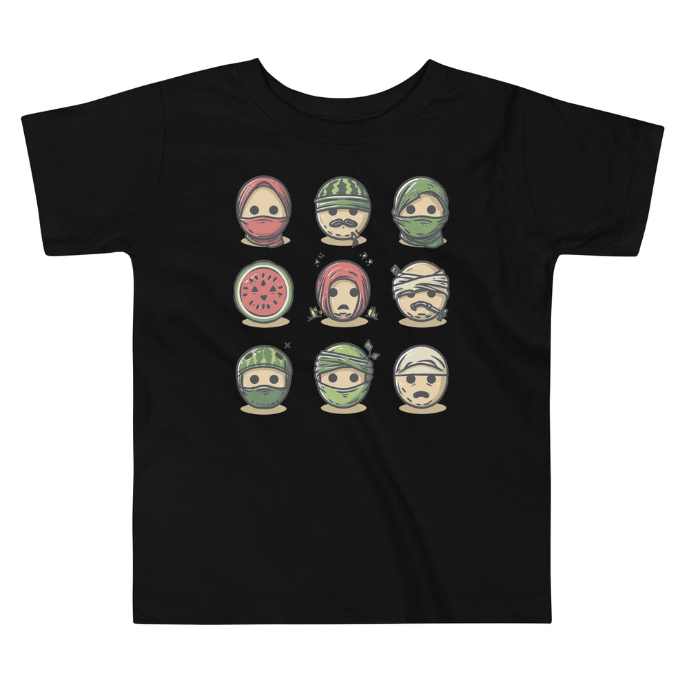 Toddler Short Sleeve Tee - Palestine Emoji, Black