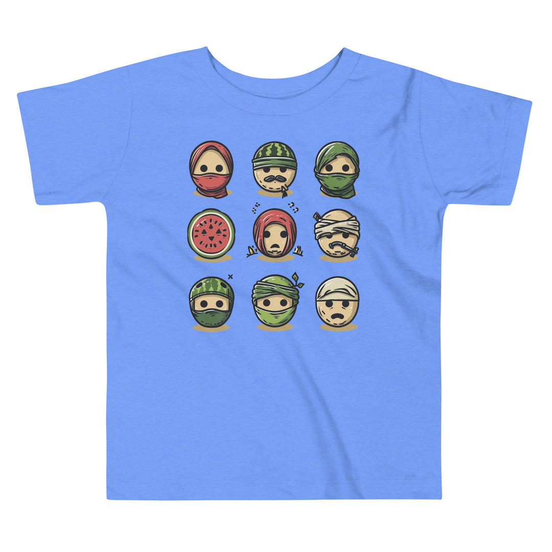 Toddler Short Sleeve Tee - Palestine Emoji, Heather Columbia Blue