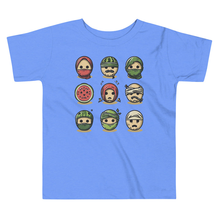 Toddler Short Sleeve Tee - Palestine Emoji, Heather Columbia Blue