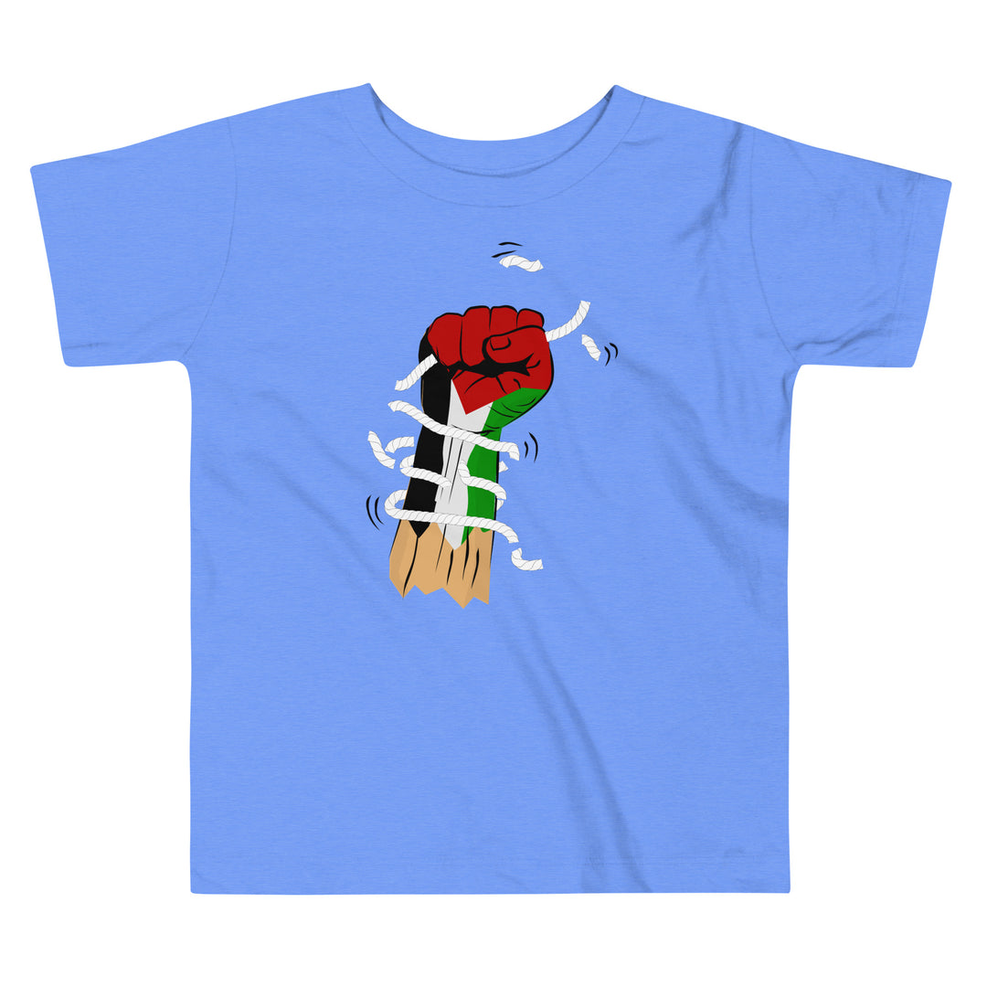 Toddler Short Sleeve Tee - Palestine Hand, Heather Columbia Blue