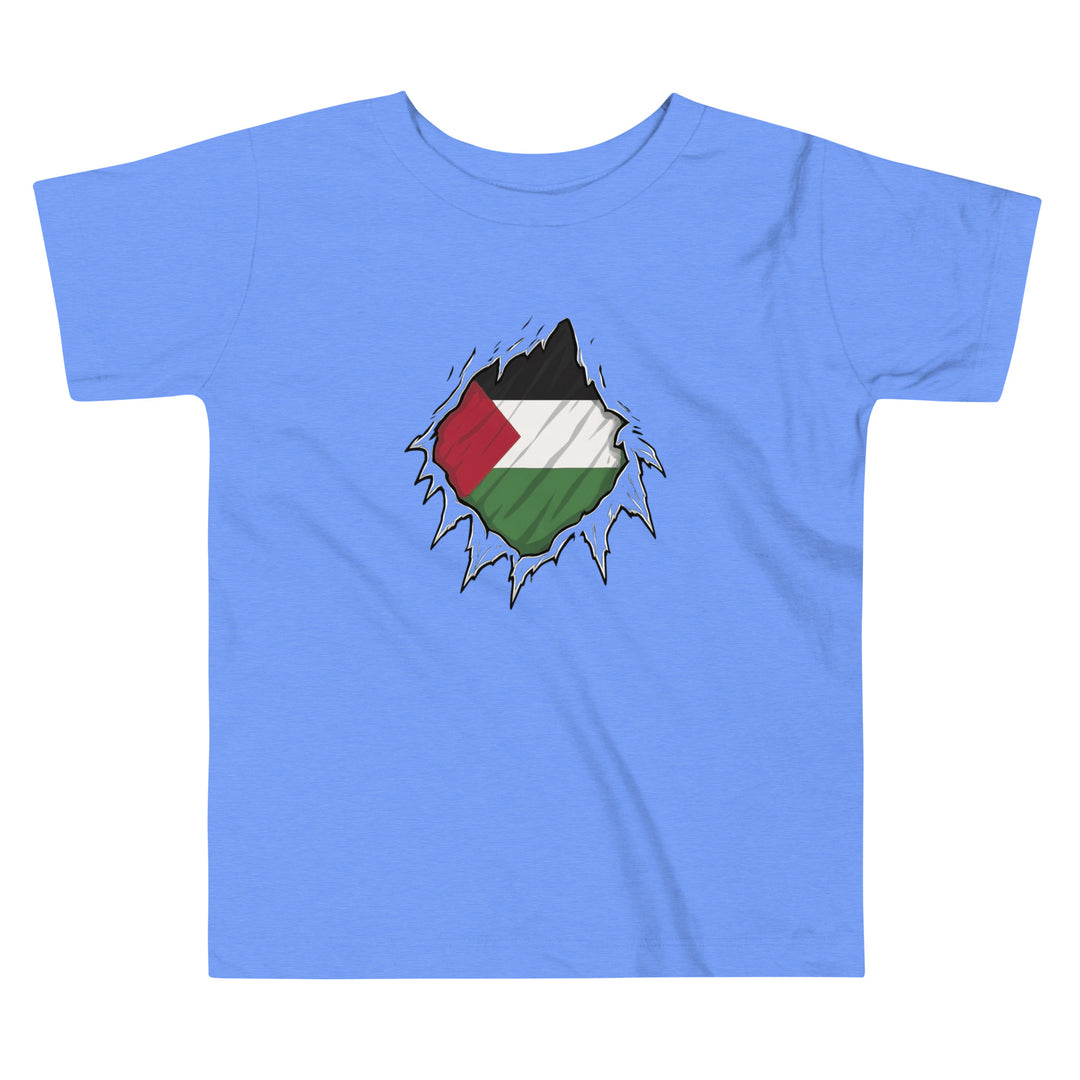 Toddler Short Sleeve Tee - Palestine Hero, Heather Columbia Blue