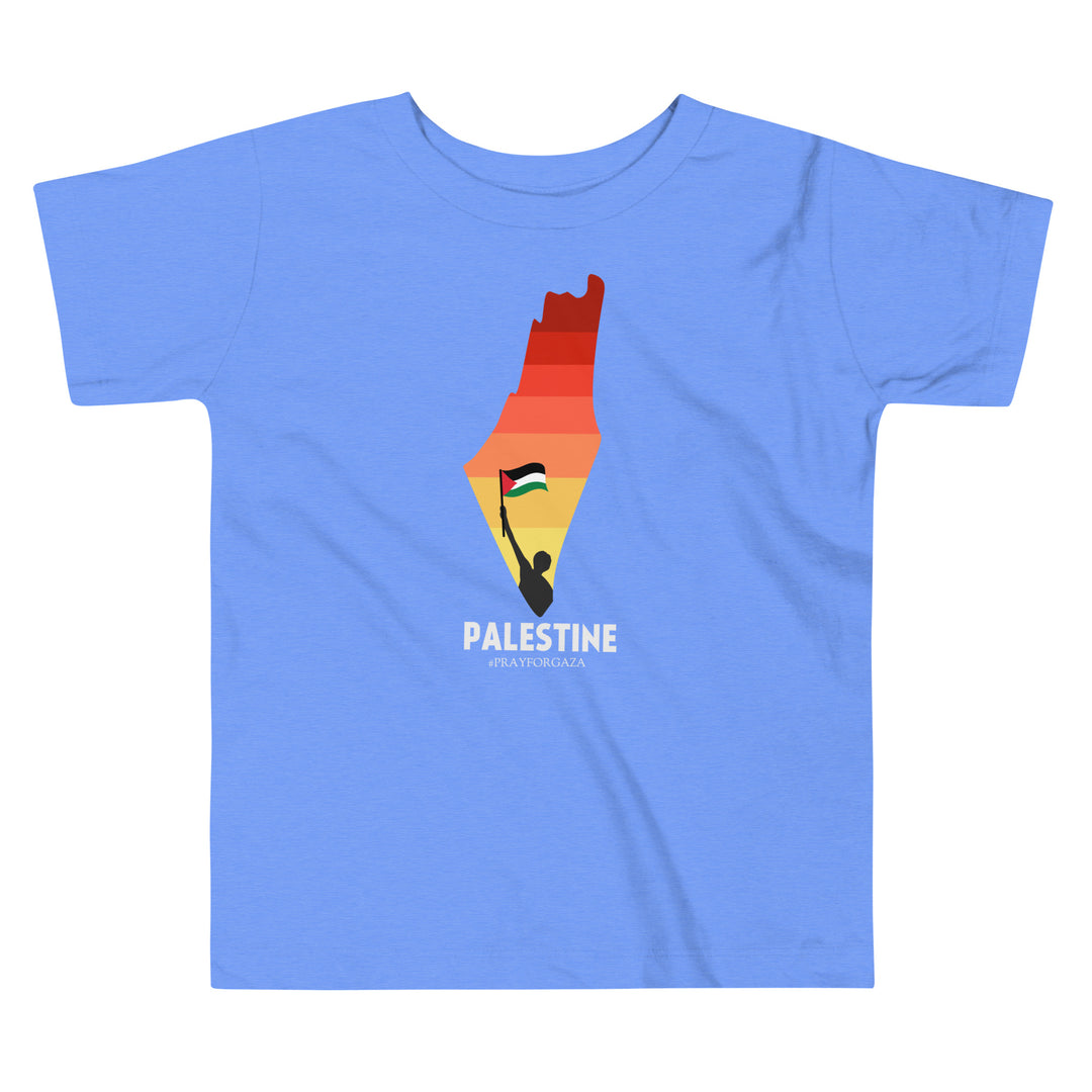 Toddler Short Sleeve Tee - Palestine Map, Heather Columbia Blue