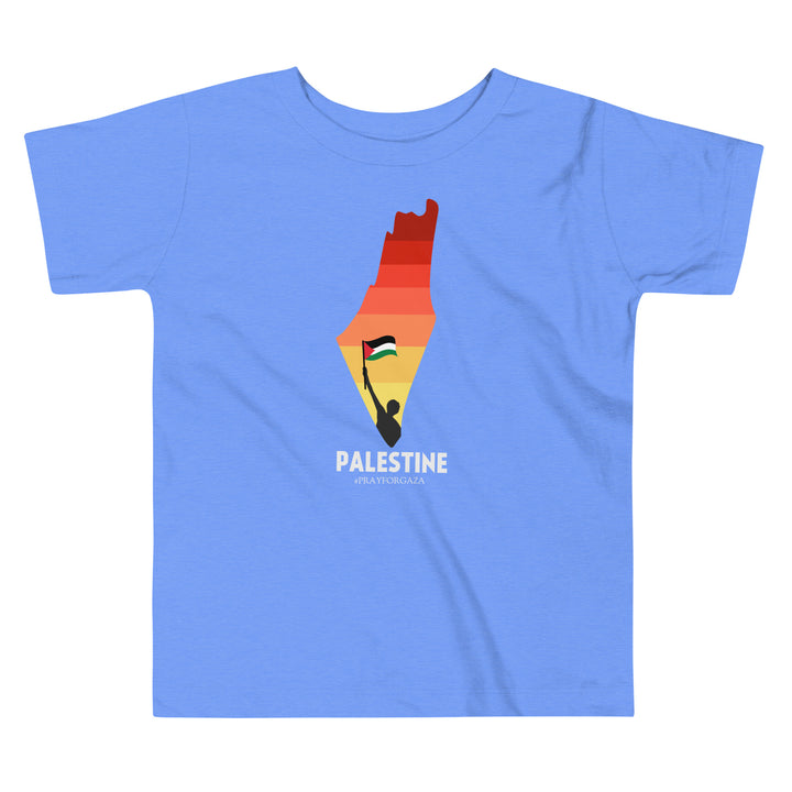 Toddler Short Sleeve Tee - Palestine Map, Heather Columbia Blue