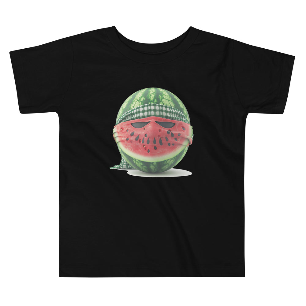 Toddler Short Sleeve Tee - Palestine Watermelon Fighter, Black