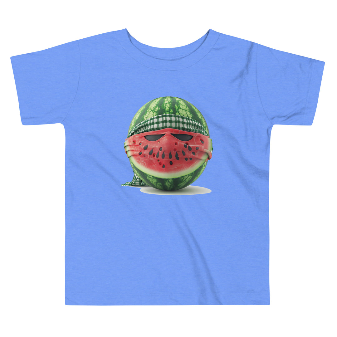 Toddler Short Sleeve Tee - Palestine Watermelon Fighter, Heather Columbia Blue