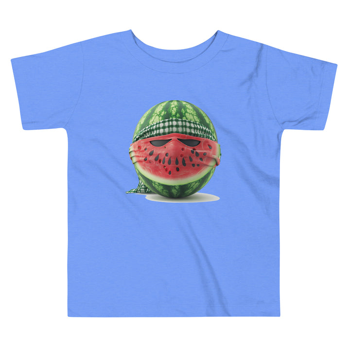 Toddler Short Sleeve Tee - Palestine Watermelon Fighter, Heather Columbia Blue