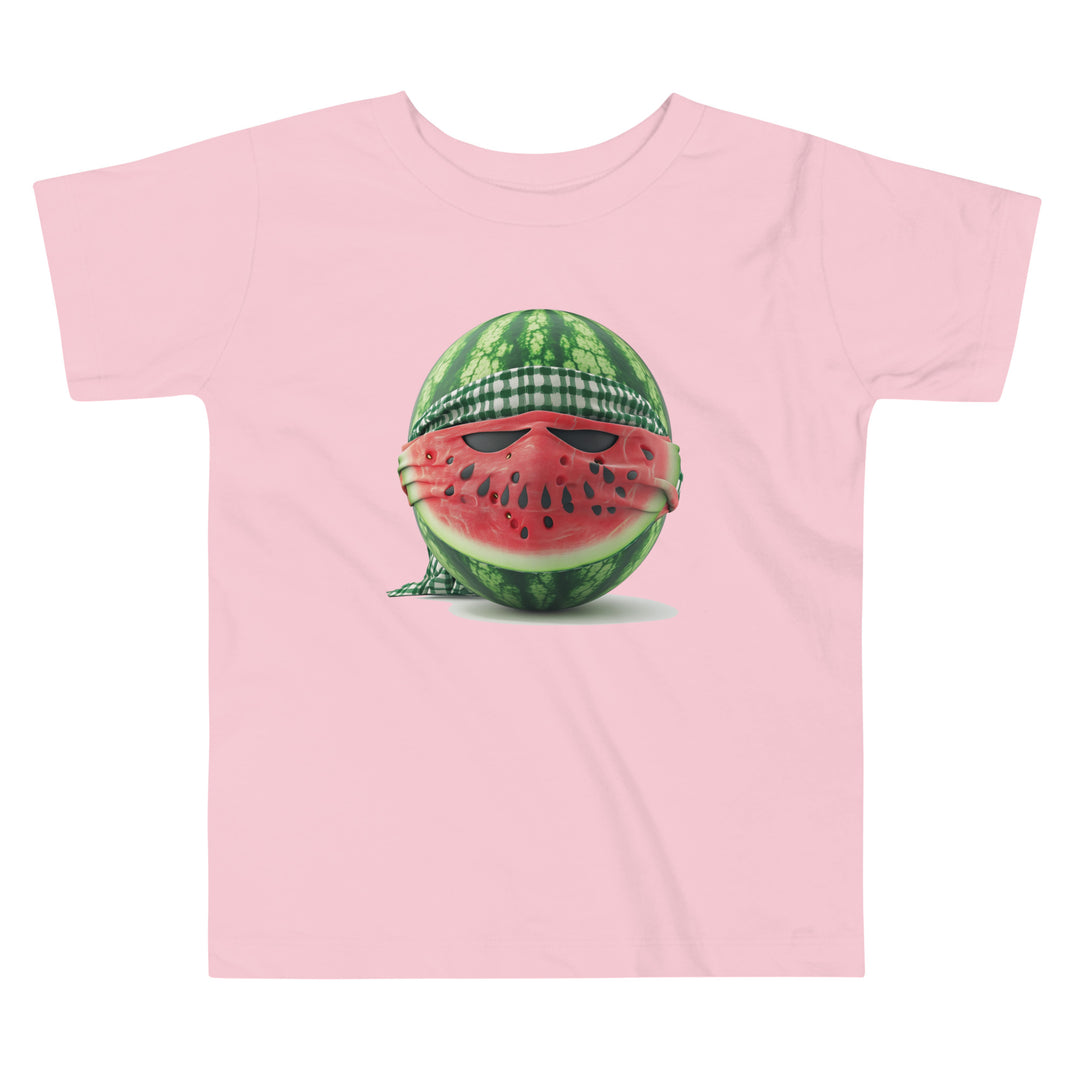Toddler Short Sleeve Tee - Palestine Watermelon Fighter, Pink