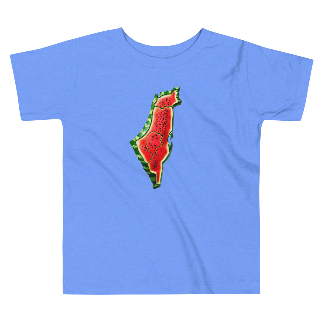 Toddler Short Sleeve Tee - Palestine Watermelon, Heather Columbia Blue