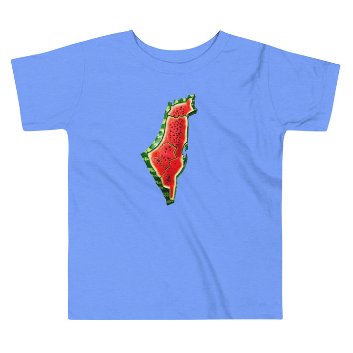 Toddler Short Sleeve Tee - Palestine Watermelon, Heather Columbia Blue