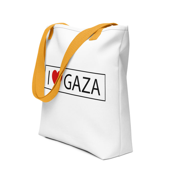 Tote bag - I Love Gaza, Yellow 15x15