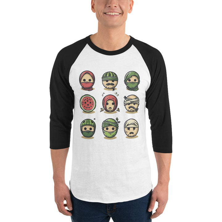 Men 3/4 sleeve raglan shirt | Palestine Emoji