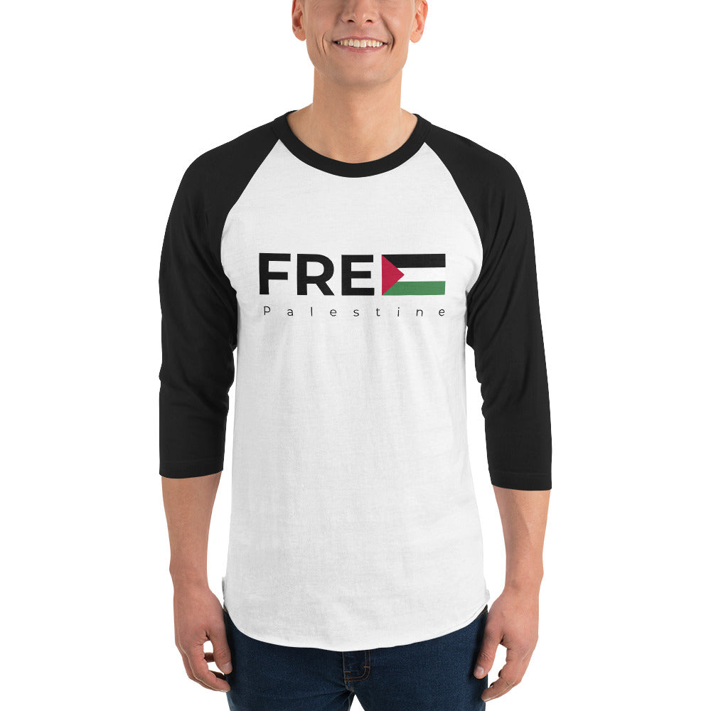 Men 3/4 sleeve raglan shirt | Free Palestine