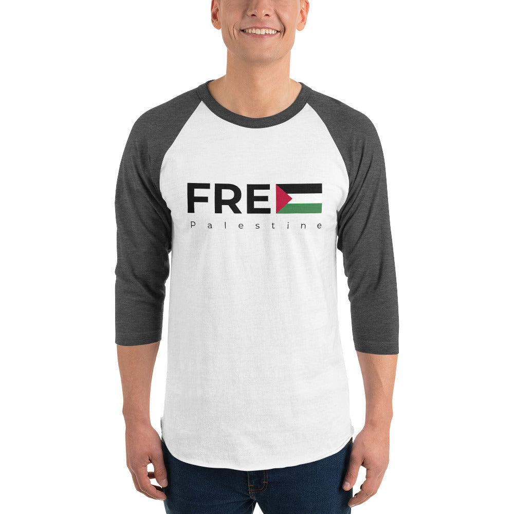 Men 3/4 sleeve raglan shirt | Free Palestine