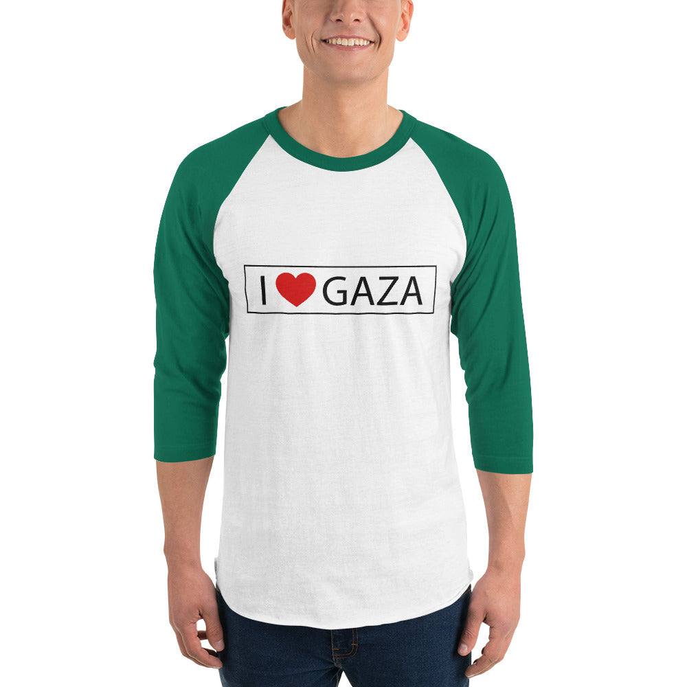 Men 3/4 sleeve raglan shirt | I Love Gaza