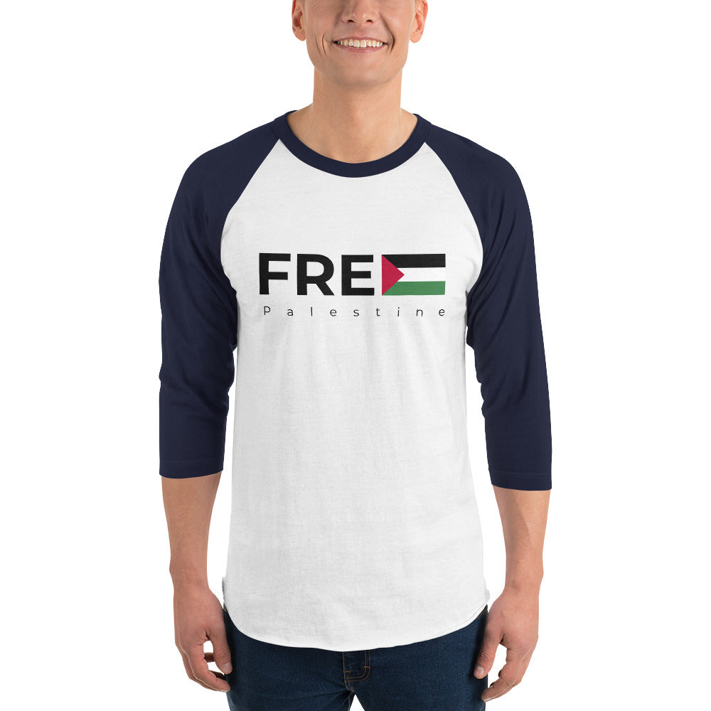 Men 3/4 sleeve raglan shirt | Free Palestine