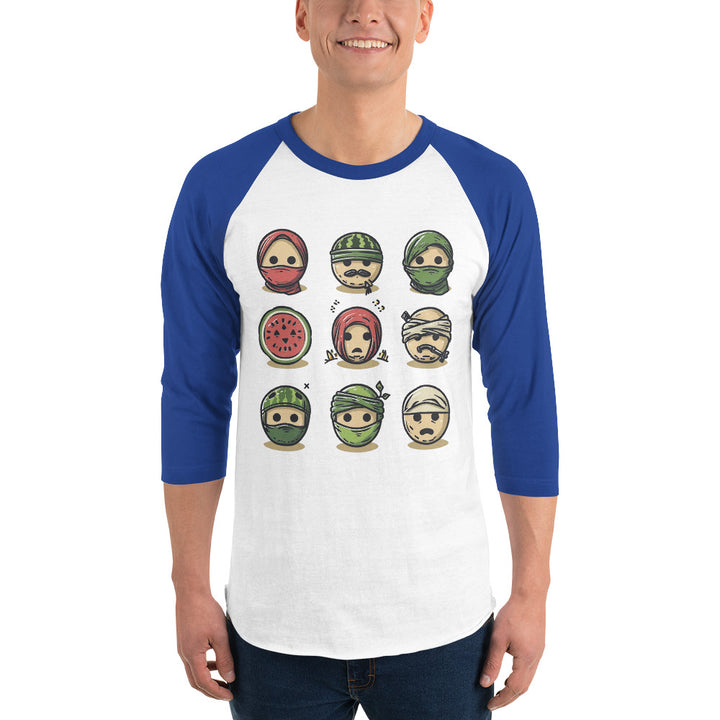 Men 3/4 sleeve raglan shirt | Palestine Emoji