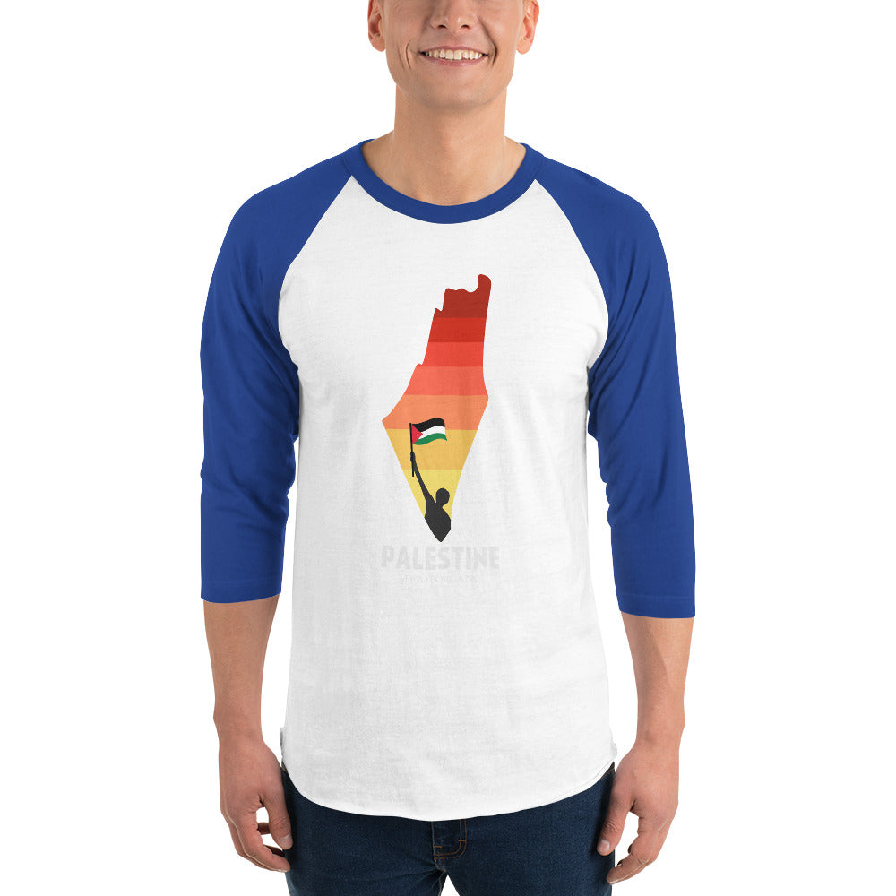 Men 3/4 sleeve raglan shirt | Palestine Map