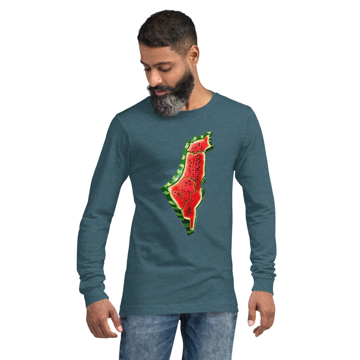 Men Long Sleeve Tee | Palestine Watermelon