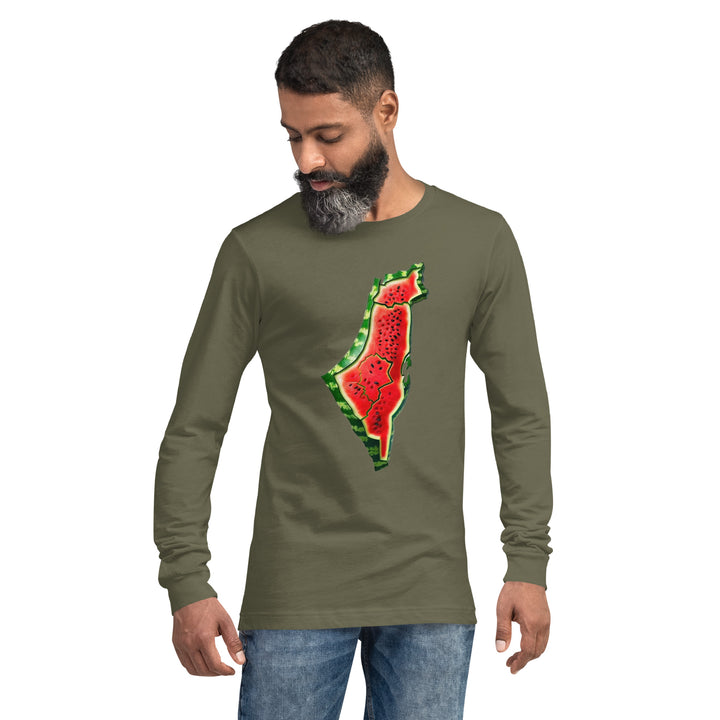 Men Long Sleeve Tee | Palestine Watermelon